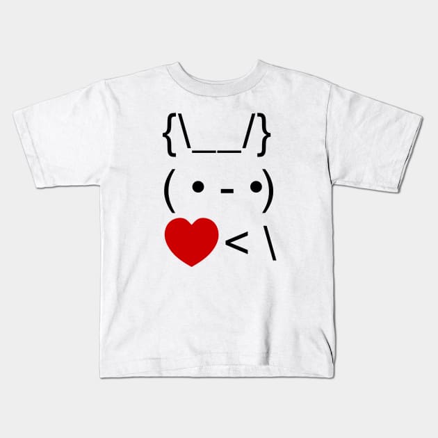 ASCII Text Art Bunny Rabbit Take Heart Back Kids T-Shirt by tinybiscuits